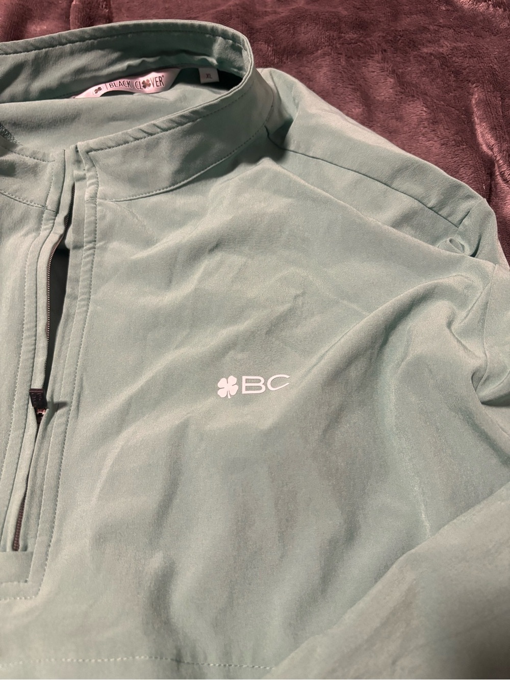 Light Teal 1/4 Zip Pullover - Picture 2 of 4